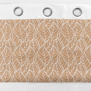 Rideau bi-matière avec toile de jute imprimée - Blanc