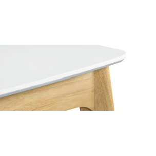 Table extensible rallonges intégrées rectangulaire blanc et bois L140-180 cm MEENA