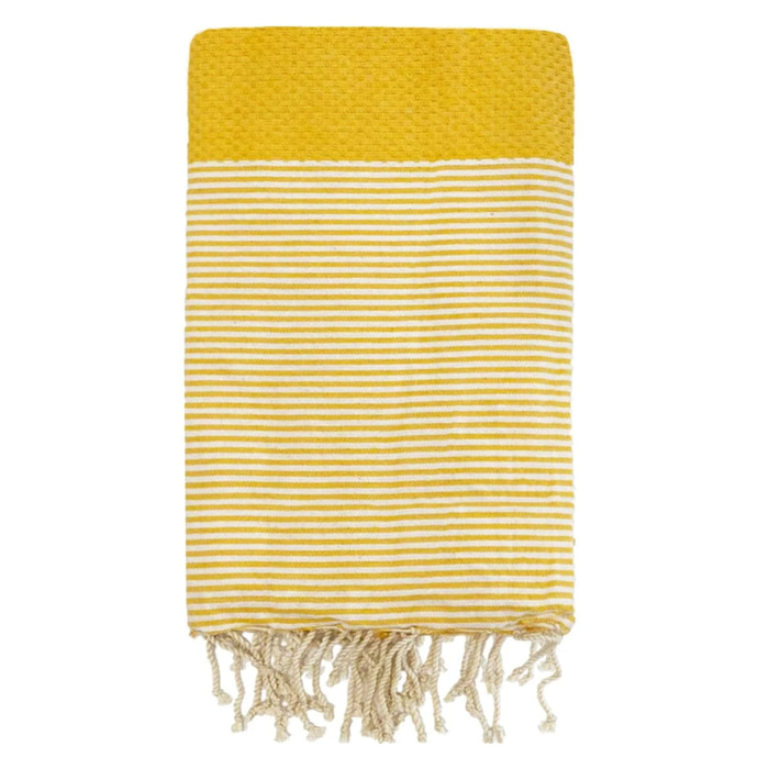 Fouta nid d’abeille traditionnelle L - Mikanda Tournesol - 190g/m²