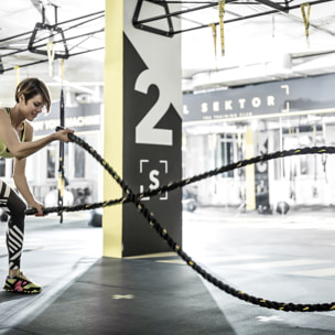 Cuerda de Batalla Ø38 mm Longitud 9 m Battle Rope Formación Battling Power Cuerda Ejercicio Fitness Deporte Poliéster Ultra Resistente Negro