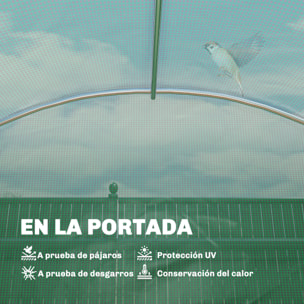 Invernadero de Exterior 2,8x2x1,9 m con Estantes, Invernadero de Túnel con Puerta Enrollable, 6 Ventanas de Malla, Cubierta PE y Marco de Acero Galvanizado, Anti-UV, Impermeable, Verde