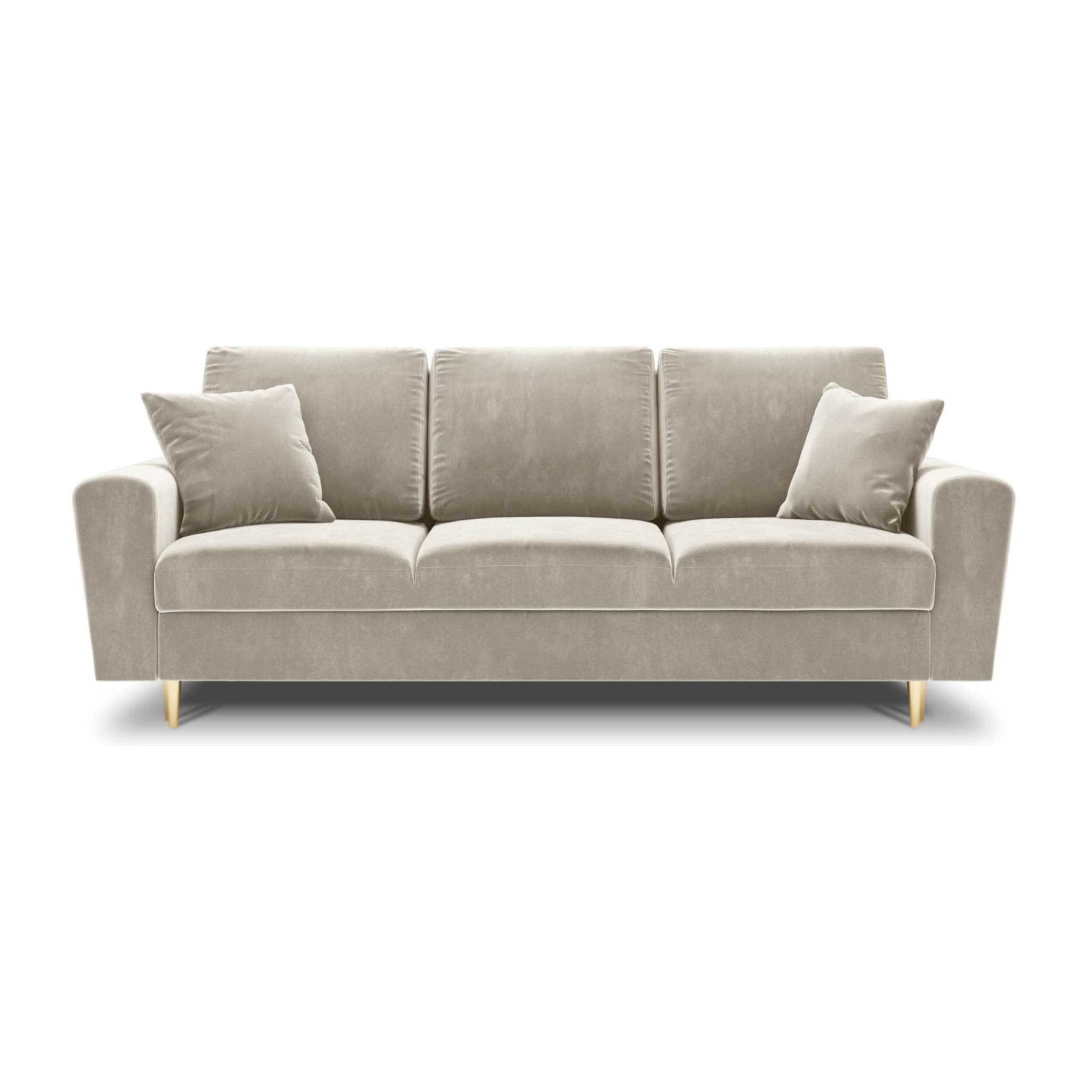 Canapé convertible avec coffre de rangement "Kyoto" 3 places en velours beige clair