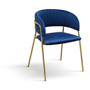 Set di 2 sedie ORCHIES in tessuto effetto velluto blu e struttura in metallo color oro