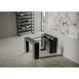 Console extensible 90x48/296 cm Venus Anthracite Spatulé rallonges internes