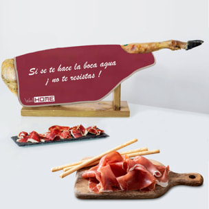 jamonero iberia luxe cabezal giratorio, en madera y acero inoxidable + funda para jamón 'tiberic' burdeos