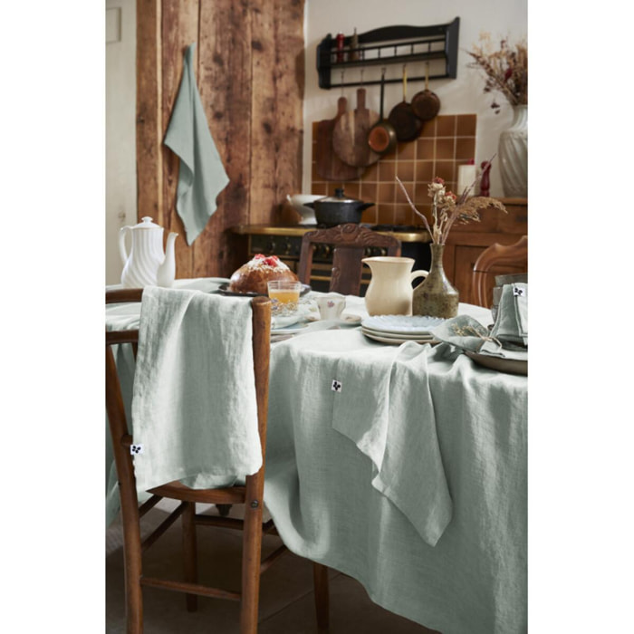 Nappe de table ''Soline'' Lin lavé - Couleur: Soline Eucalyptus