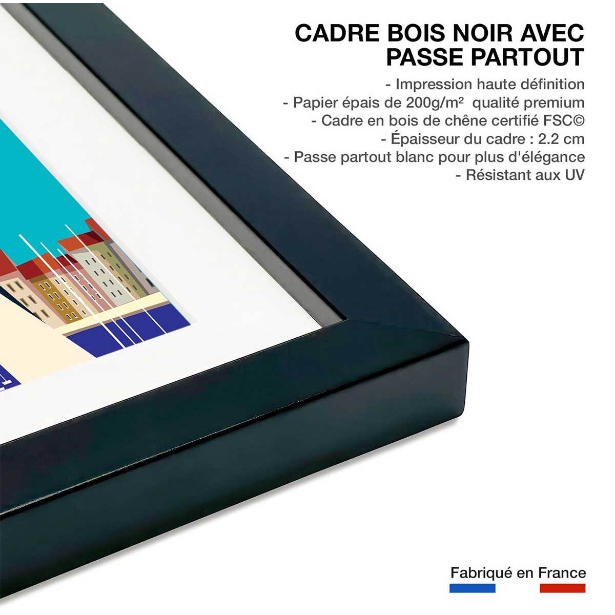 Poster un pastis sur le vieux port Affiche sous cadre noir