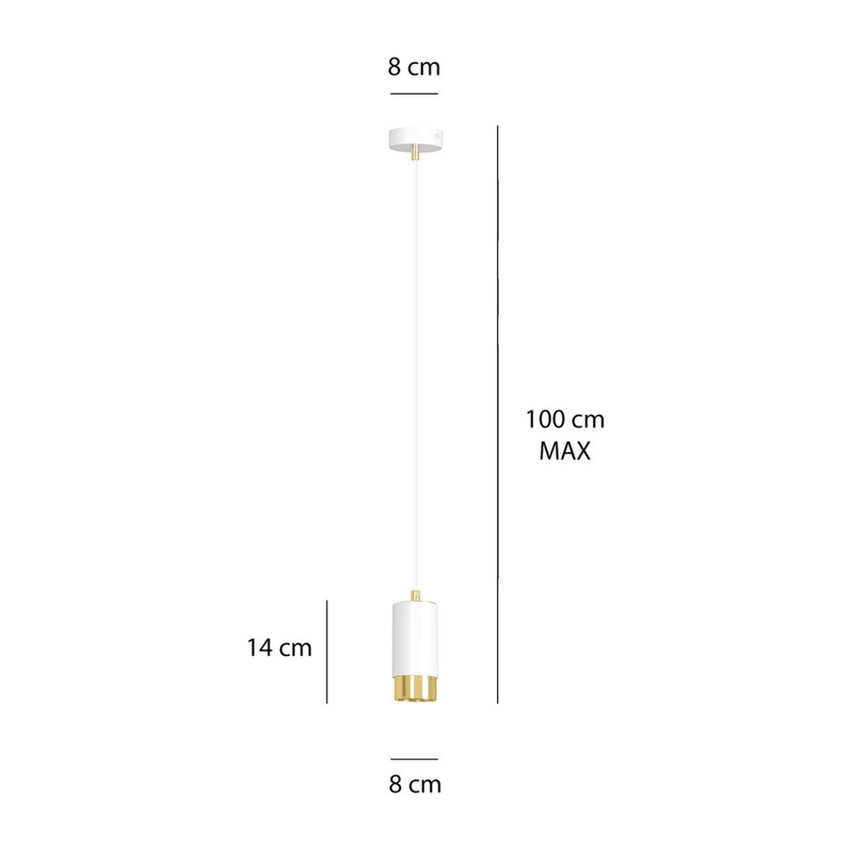 Lampada a sospensione Fumiko in acciaio bianco e oro