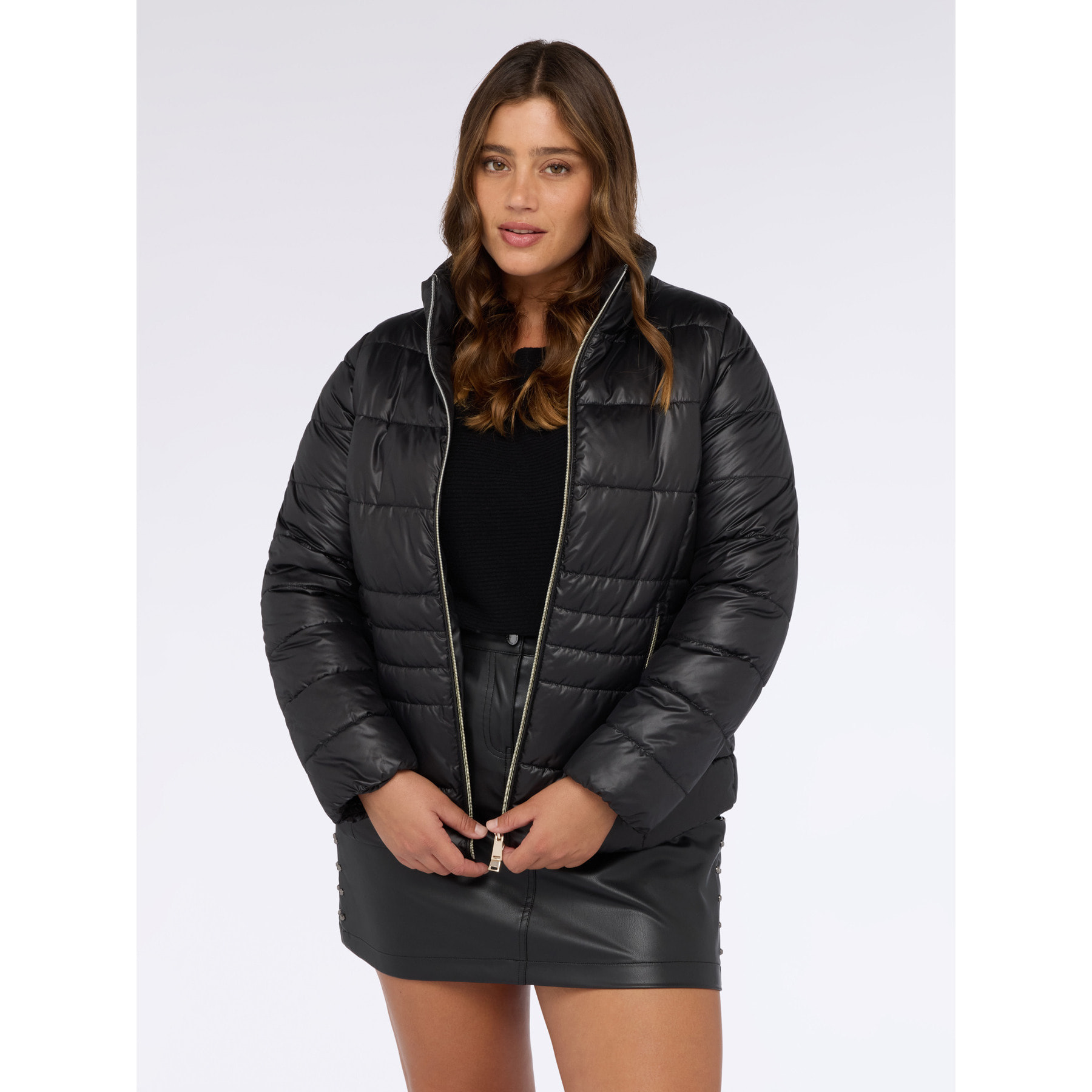 Fiorella Rubino - Plumífero acolchado con cuello alto - Negro