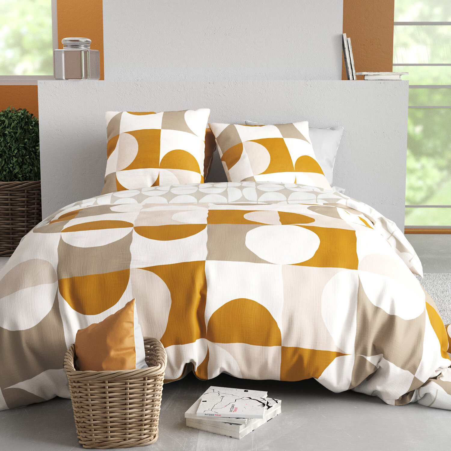 Parure housse de couette 3pcs 100% coton 57 fils soizic