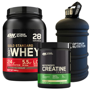 Proteine Isolate in Polvere Cioccolato al Latte 896g Gold Standard 100% Whey con Aminoacidi + Creatina Monoidrato in Polvere Non Aromatizzata 317g Micronised Creatine + Borraccia Grande