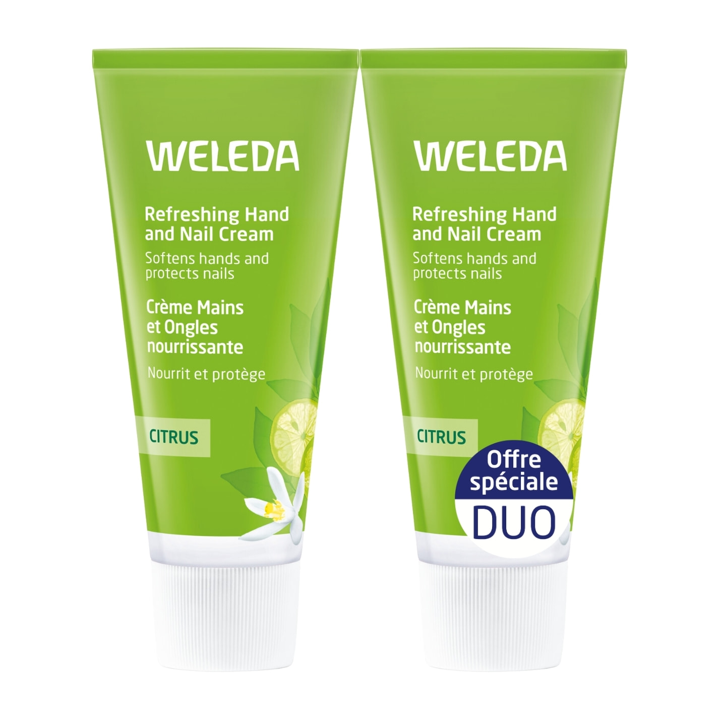 WELEDA - Duo Crème Mains et Ongles nourrissante au Citrus - Nourrit et répare - Certifié Natrue**- Tube 50 ml  x 2