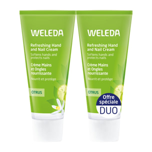 WELEDA - Duo Crème Mains et Ongles nourrissante au Citrus - Nourrit et répare - Certifié Natrue**- Tube 50 ml  x 2
