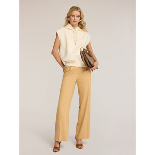 Motivi - Pantalones fluidos anchos con pliegues - Beige