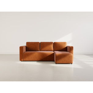 Canopy - canapé d'angle réversible 4 places convertible avec coffre en velours côtelé - Terracotta