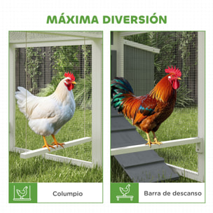 Gallinero para Exterior Gallinero de Madera Jaula Grande para 10-15 Gallinas con Columpio Perchas Bandeja Extraíble y Rampa 315,5x150,5x140,5 cm Gris