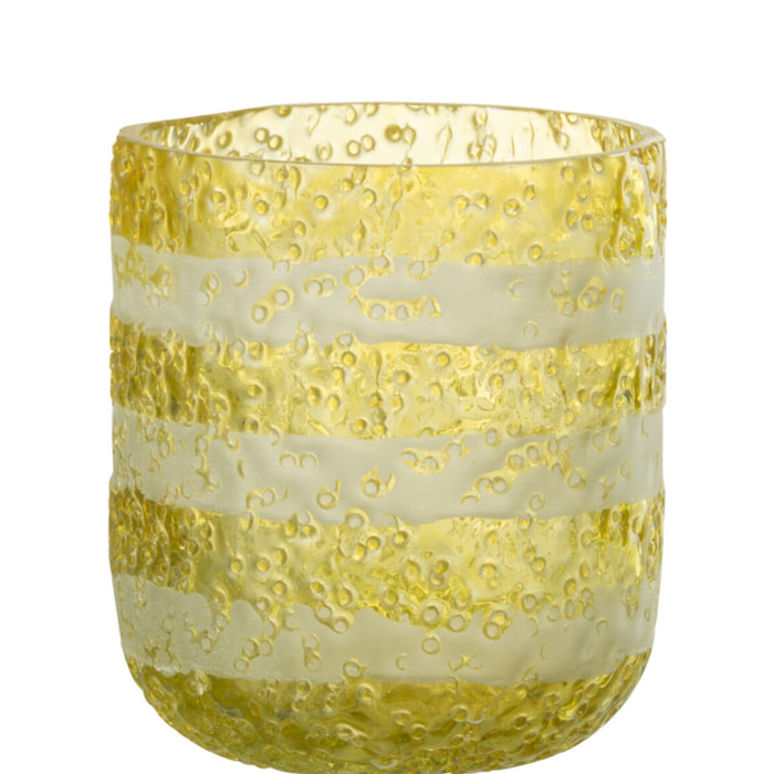 J-Line photophore Lignes - verre - jaune/blanc - small - 2 pcs