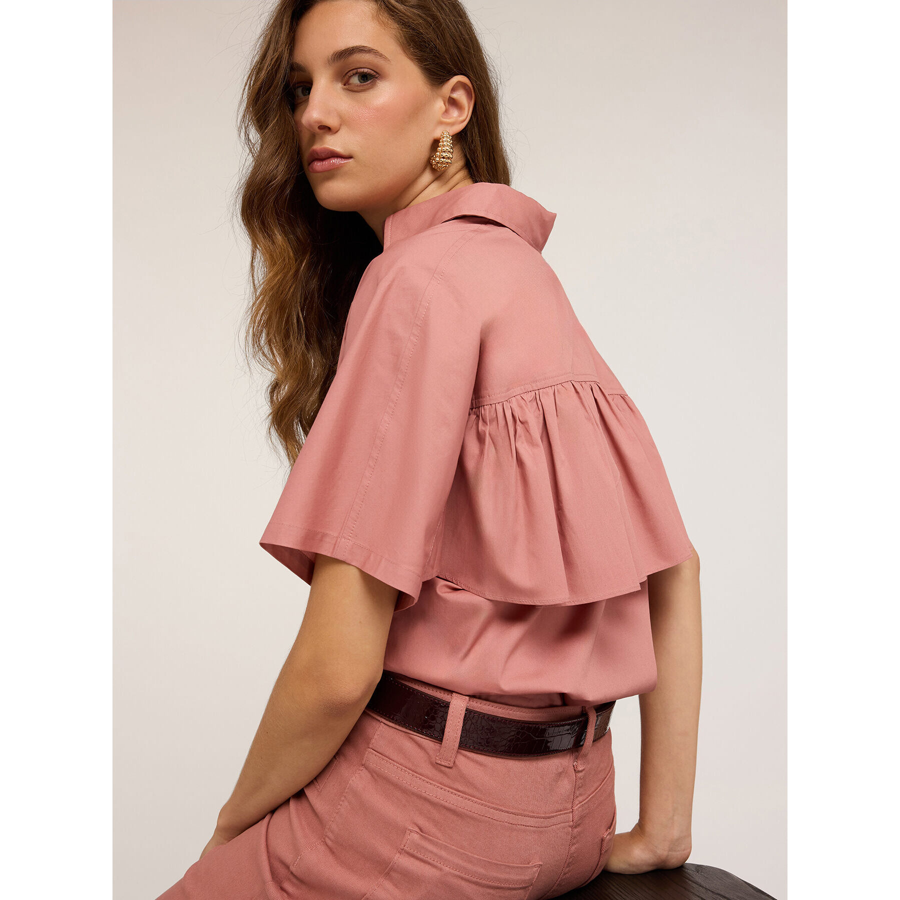 Motivi - Camicia con volant dietro - Rosa