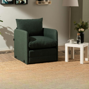 Fauteuil convertible vert foncé lin couchage 200 cm ORURO