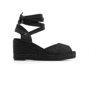 Espadrillas in simil camoscio con lacci - NERO