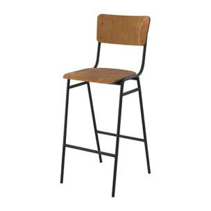 Lot de 2 chaises de bar 75 cm en bois - Clem