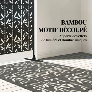 Panneau décoratif extérieur métal - brise vue motif bambou - 92 x 40 x 192 cm - métal époxy noir
