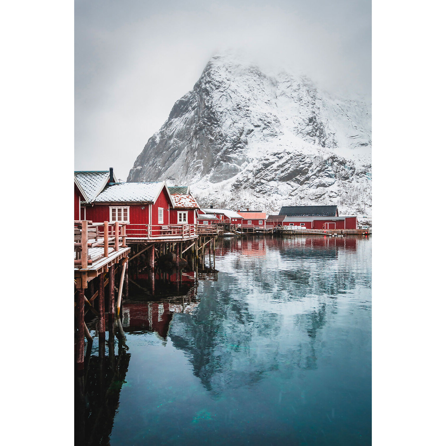 Paysage hiver village de pecheur norvegien  Tableau plexiglas