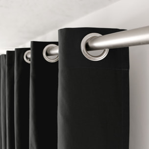Rideau coloré en pur coton 8 œillets - Gris anthracite