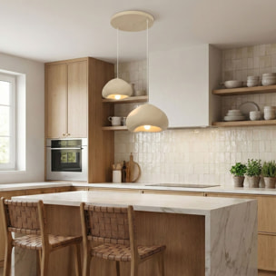 Luminaire design 2 suspensions en fibre de verre beige OLINDA