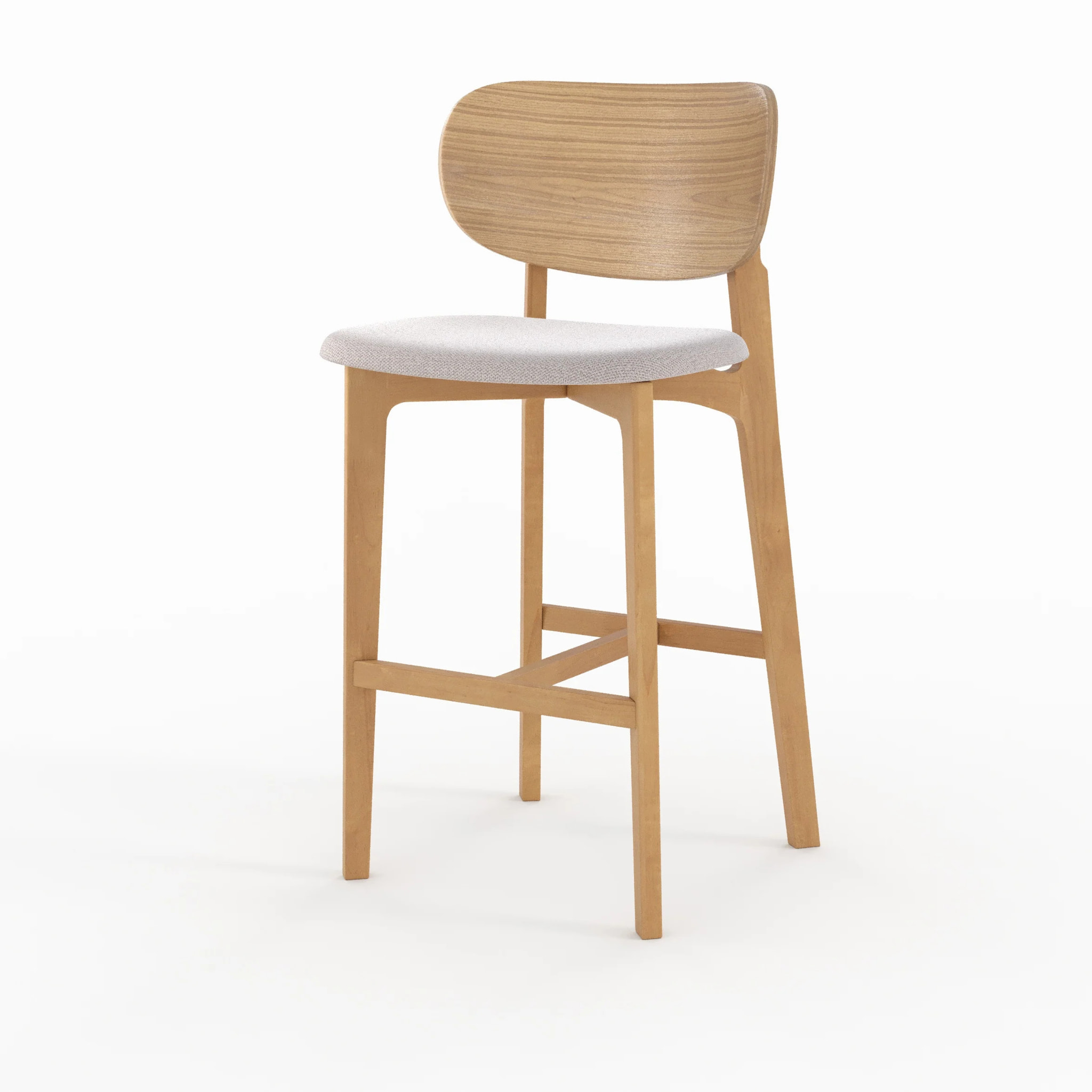 Lot de 2 chaises pour îlot central 66 cm en bois et tissu beige - Aria