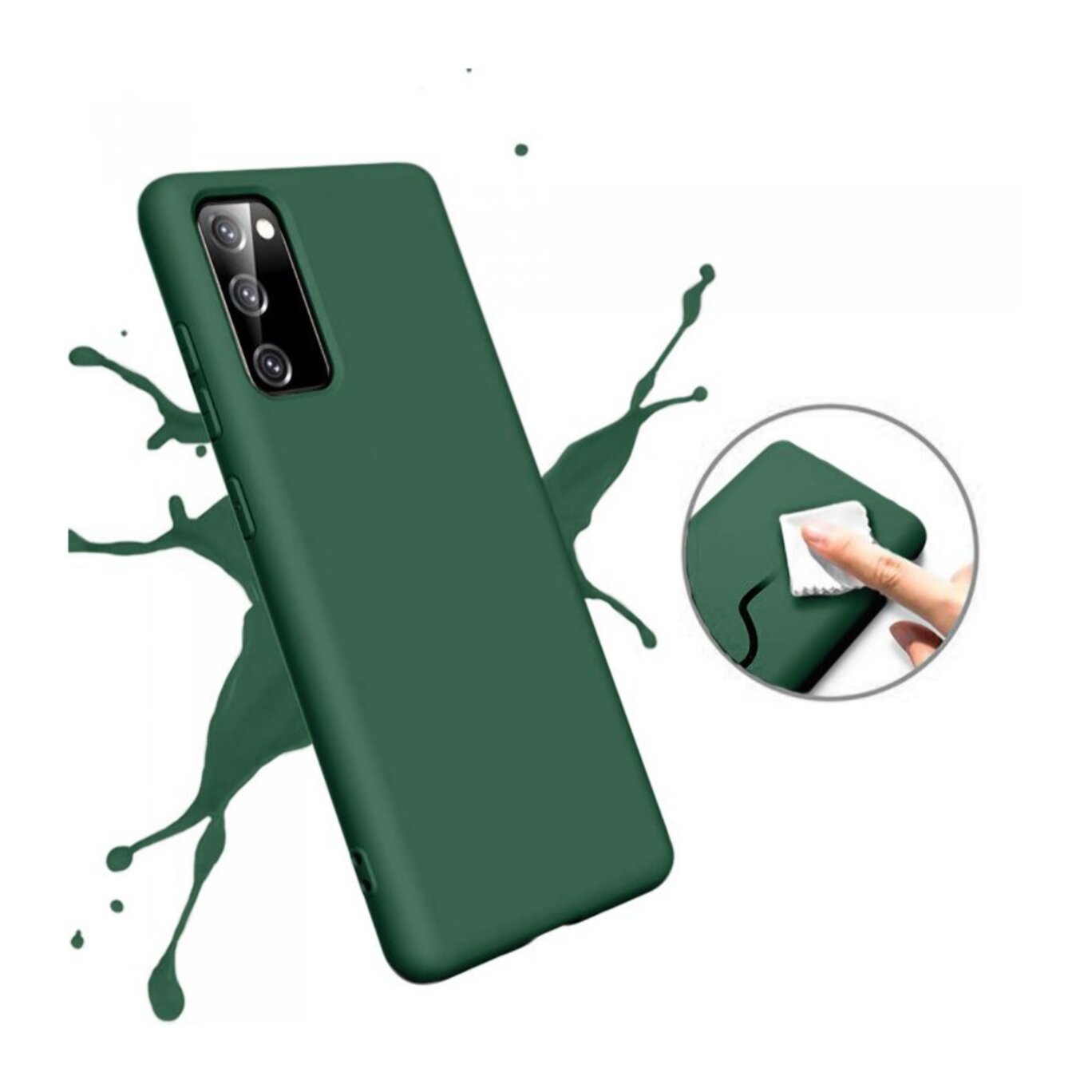 Coque Samsung Galaxy S20 FE Silicone liquide Vert Foret + 2 Vitres en Verre trempé Protection écran Antichocs