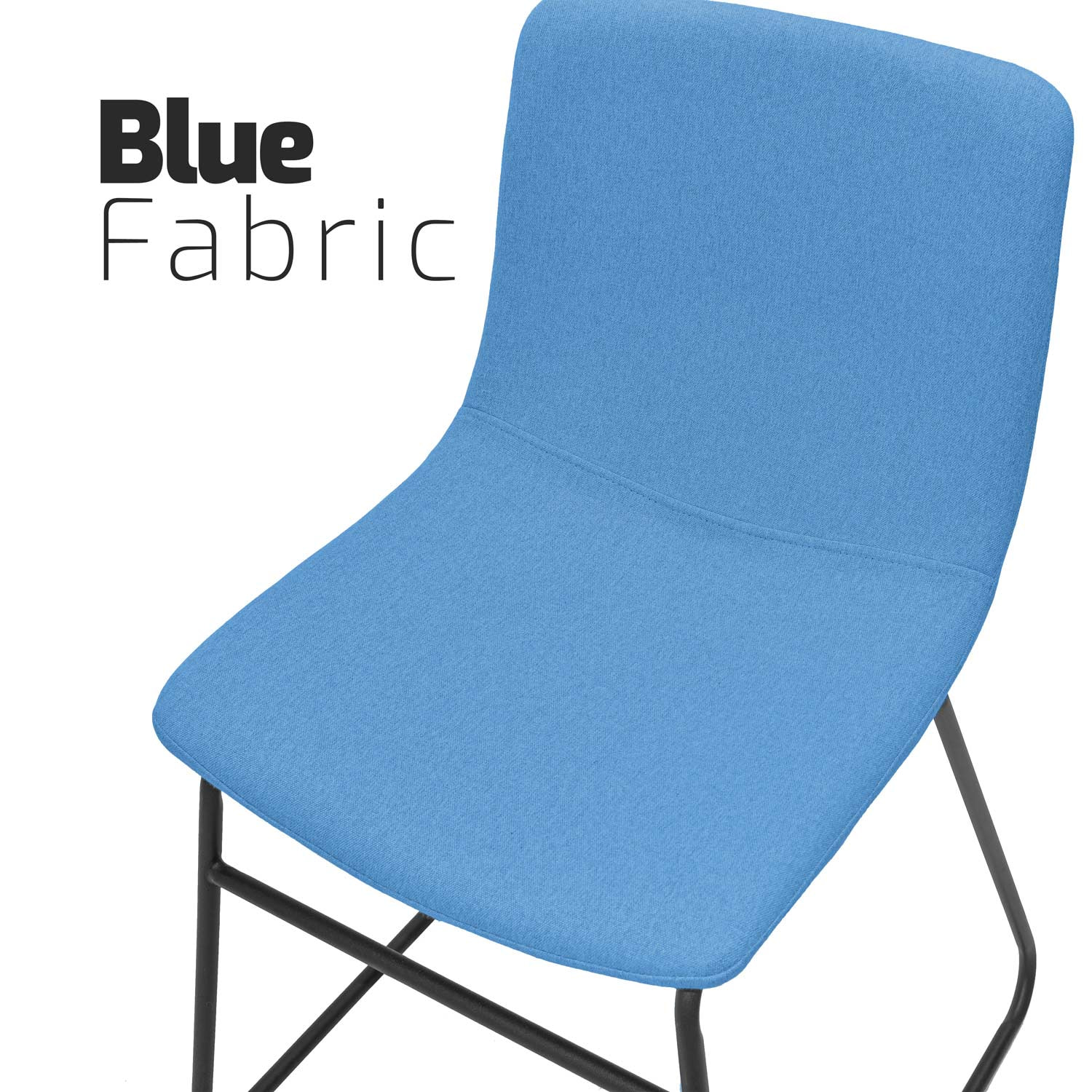 TOKYO - Set di 2 sedie in lino e metallo design moderno. Set di 2 sedie da pranzo, ufficio, studio. Colore giallo senape o blu dodger