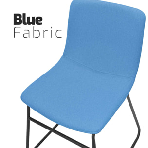 TOKYO - Set di 2 sedie in lino e metallo design moderno. Set di 2 sedie da pranzo, ufficio, studio. Colore giallo senape o blu dodger