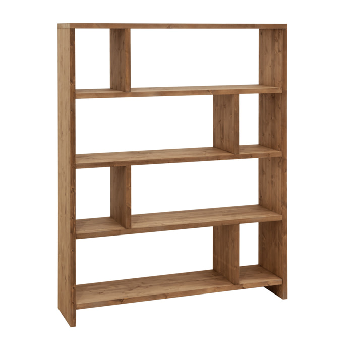 Estantería de madera maciza tono roble oscuro de 180x140cm Alto: 180 Largo: 140 Ancho: 35