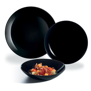 Service de table 18 pièces Diwali Noir - Luminarc - Opale trempé extra résistant - Effet marbre aléatoire