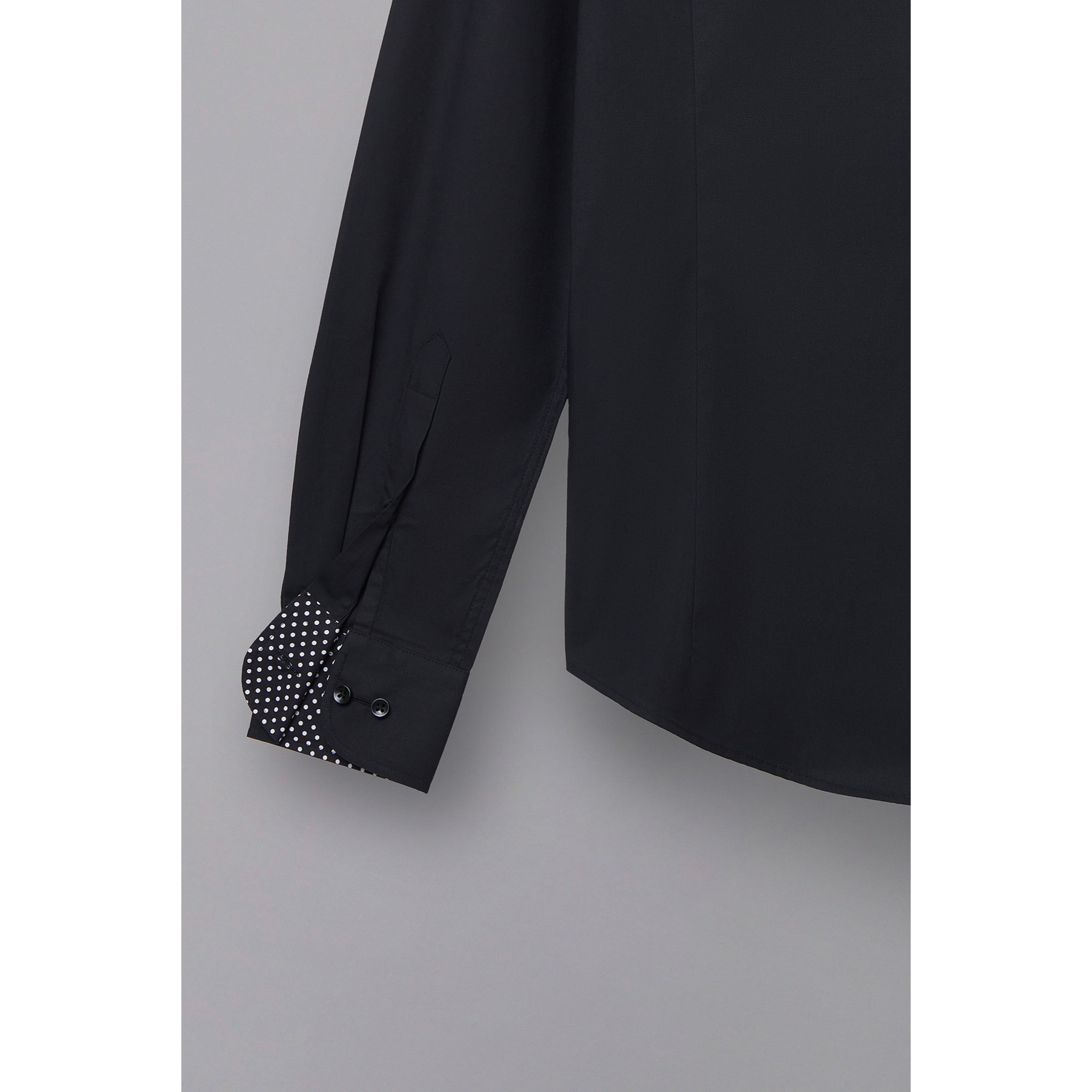 camicia uomo 1 bottone button down slim Popeline Stretch Unito Nero