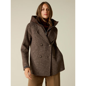 Oltre - Cappotto doppiopetto corto con inserto imbottito - Marrone
