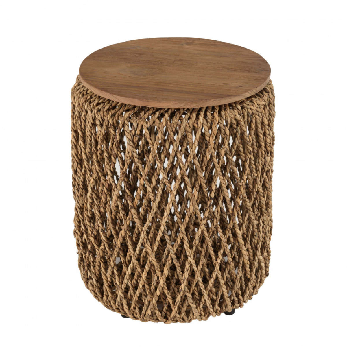 SIXTINE - Table d'appoint ronde 40x40cm en tissage de fibre de cocotier