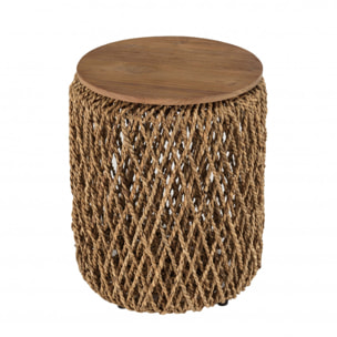 ALIDA - Table d'appoint ronde 40x40cm en tissage de fibre de cocotier