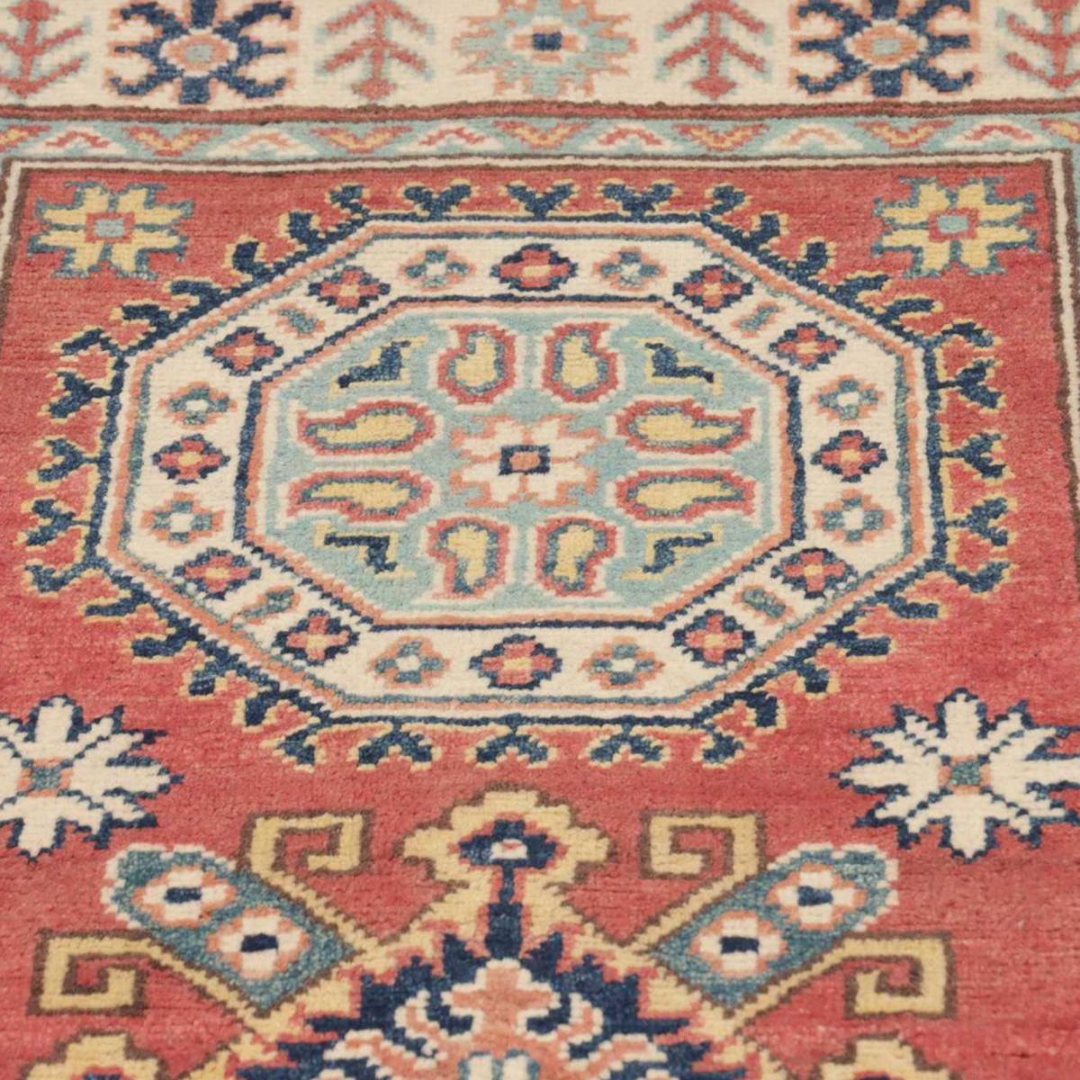 Tapis salon géométrique, noué main en laine, INIKA