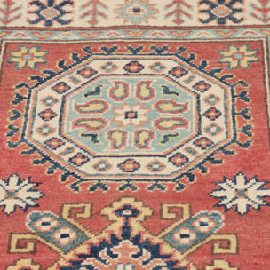 Tapis salon géométrique, noué main en laine, INIKA