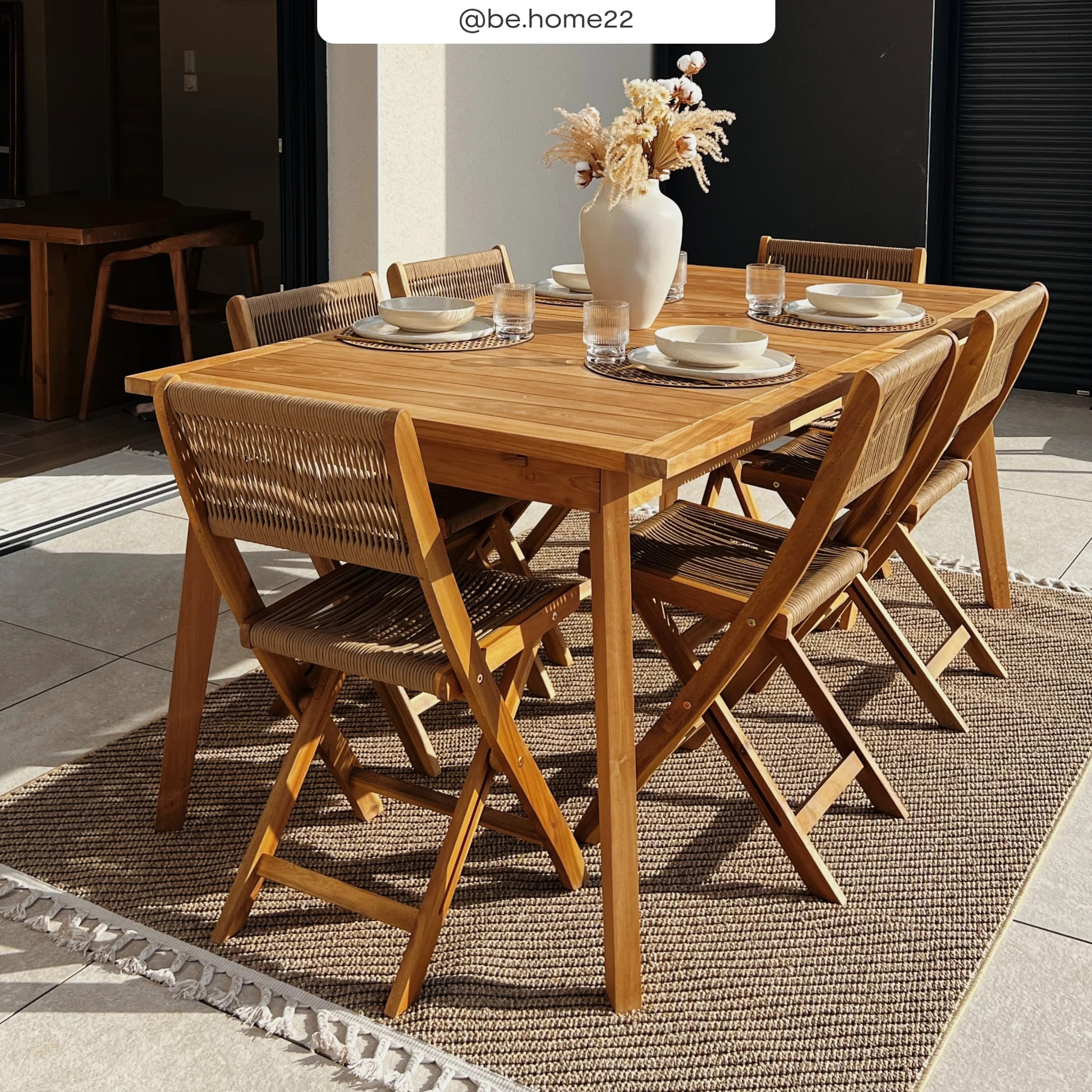 Table de jardin extensible en teck massif 6 à 10 personnes - Tunga