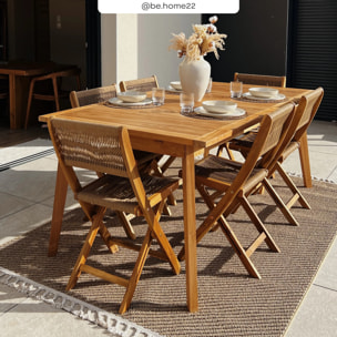 Table de jardin extensible en teck massif 6 à 10 personnes - Tunga