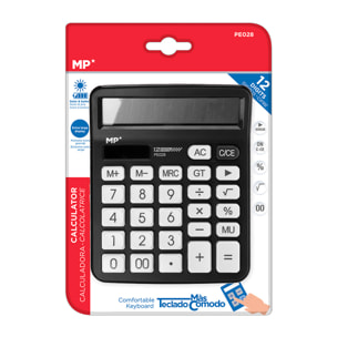 CALCULADORA SOLAR Y PILAS NEGRO