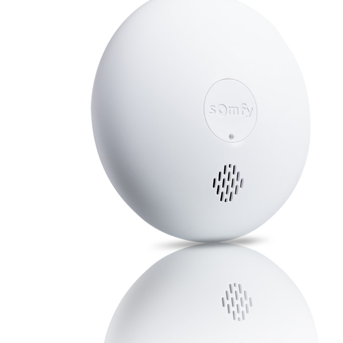 Détecteur de fumée connecté, Sirène 85dB, Compatible Somfy Home Alarm, et Somfy One (+), Blanc