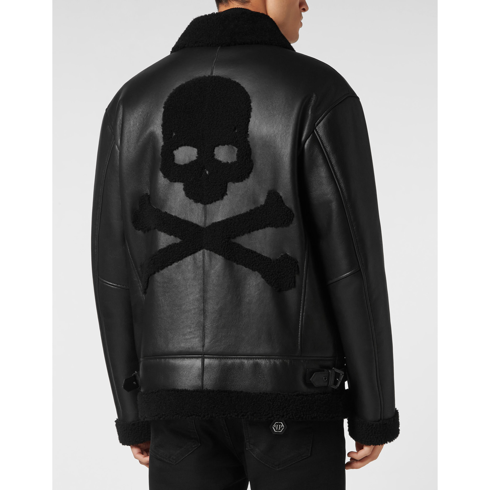 PHILIPP PLEIN Chaqueta de cuero SKULL&BONES