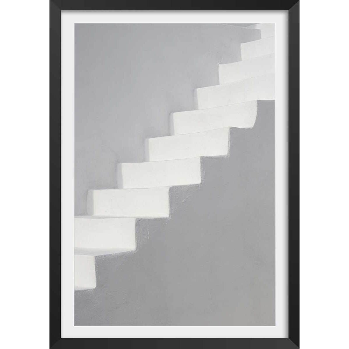 Poster milos stairs Affiche + cadre en bois - Noir