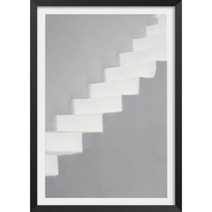 Poster milos stairs Affiche + cadre en bois - Noir