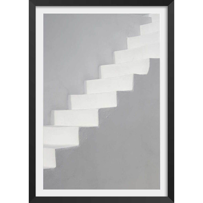 Poster milos stairs Affiche + cadre en bois - Noir