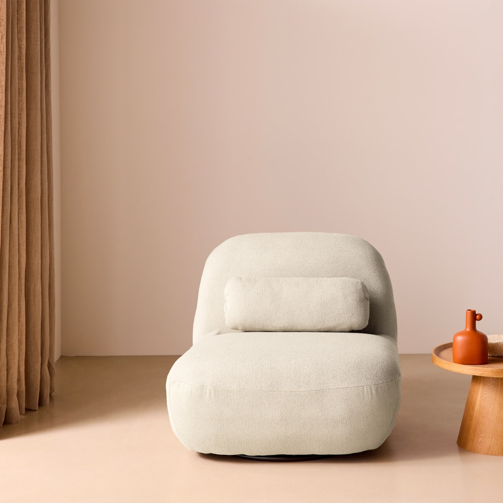 Fauteuil pivotant 360 bouclette texturée SPINO